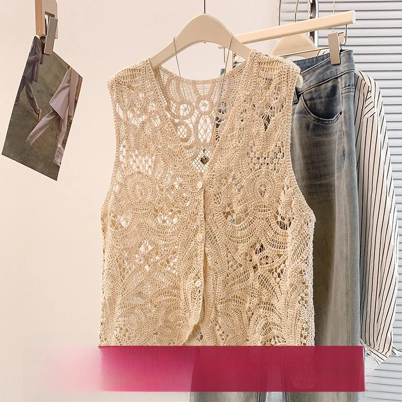 

Новинка лета: Тонкий многослойный топ с ажурным цветочным узором в богемном стиле, универсальный, для путешествий, фотосессий и повседневной носки в городе, как нижний слой.