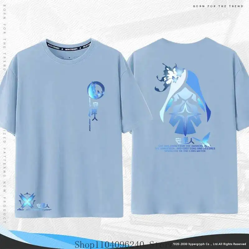 أنيمي لعبة Wuthering موجات Shorekeeper أنيمي تي شيرت الصيف الرجال تي شيرت عادية المرأة طاقم الرقبة قصيرة الأكمام تيز