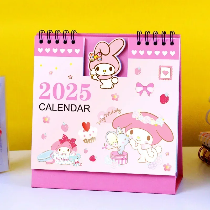 Sanrio Hello Kitty 2025 Calendar Desk Calendar Ornament Cartoon Kawaii Planner Agenda Daily Monthly Stationery Office Supplies