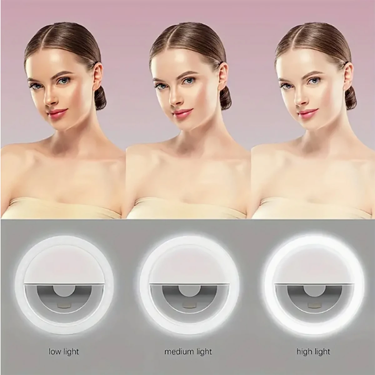 

1pc USB rechargeable LED selfie lamp-adjustable brightness, an essential tool for perfect photos and videos.
