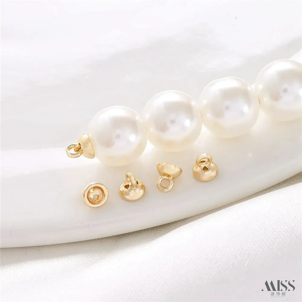 14K vergulde geperforeerde hoedenhouder gesloten lus kraalkap verbindingsring DIY parelarmband ketting sluiting gesp accessoire