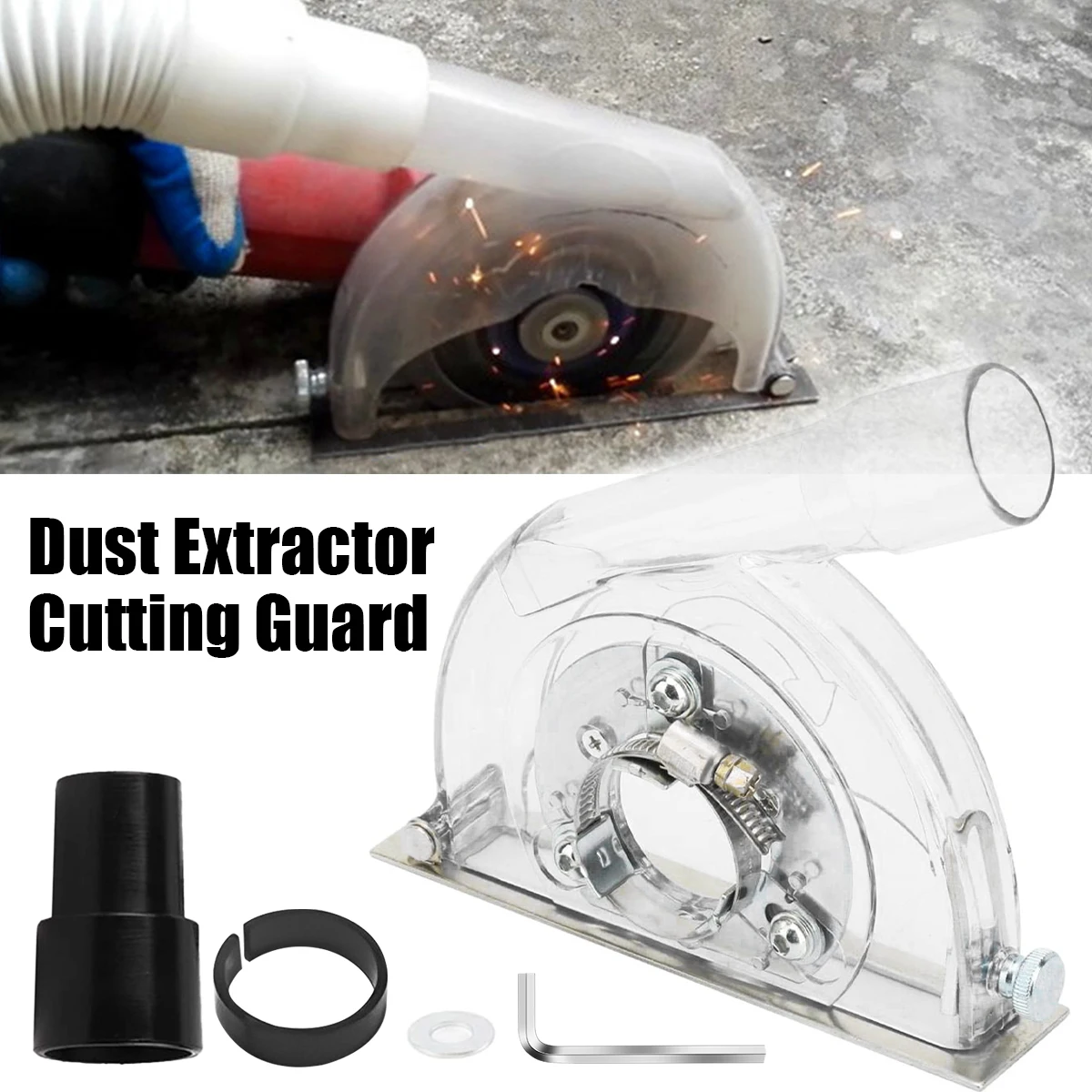 4 5 Inch Dust Extractor Cutting Guard Professional Angle Grinder Guard With Attachments Transparent Durable Grinding Cover Tool
