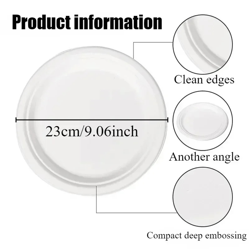9inch Circular Paper Plate Disposable Biodegradable  Paper Plate Birthday Party Christmas Picnic Barbecue Salad Desserts