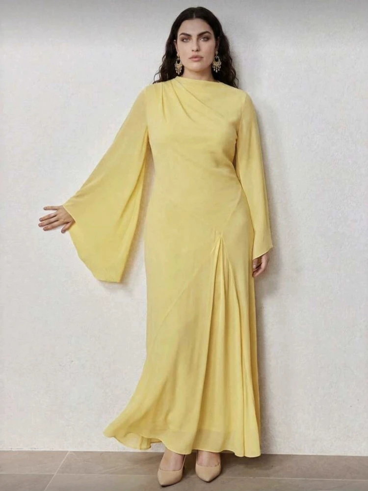 0XL-4XL Plus Size Women Clothes Dresses Autumn Spring Robes Long Sleeve Street Style Casual 3XL Big Size Maxi Dress Oversized