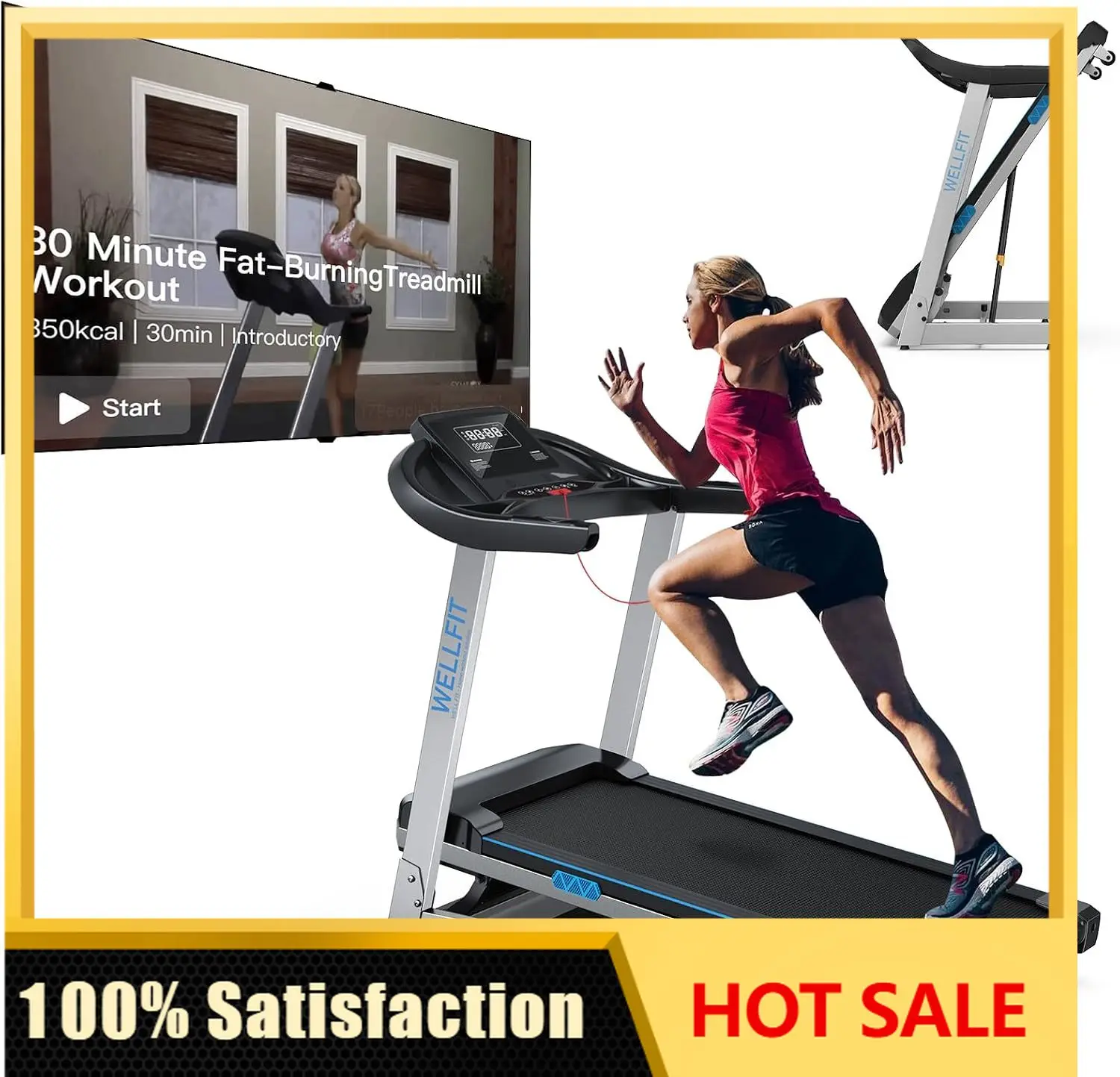 Home Treadmill 400+LB Capacity, 4.0HP Heavy Duty Treadmill Foldable | Small Commercial Treadmills with 15% Auto Incline, Climb R