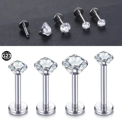 10pcs/lot Titanium Labret Lip Piercing 3/4/5mm Prong Zircon Ear Cartilage Tragus Piercings Lobe Helix Earrings Women Jewelry 16G