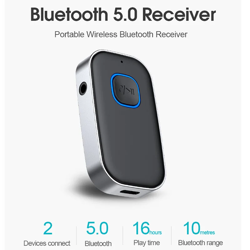 

J22 Bluetooth 5.0 Receiver with Microphone AUX 3.5mm Wireless Audio Bluetooth Converter for Car Audio Power Amplifier