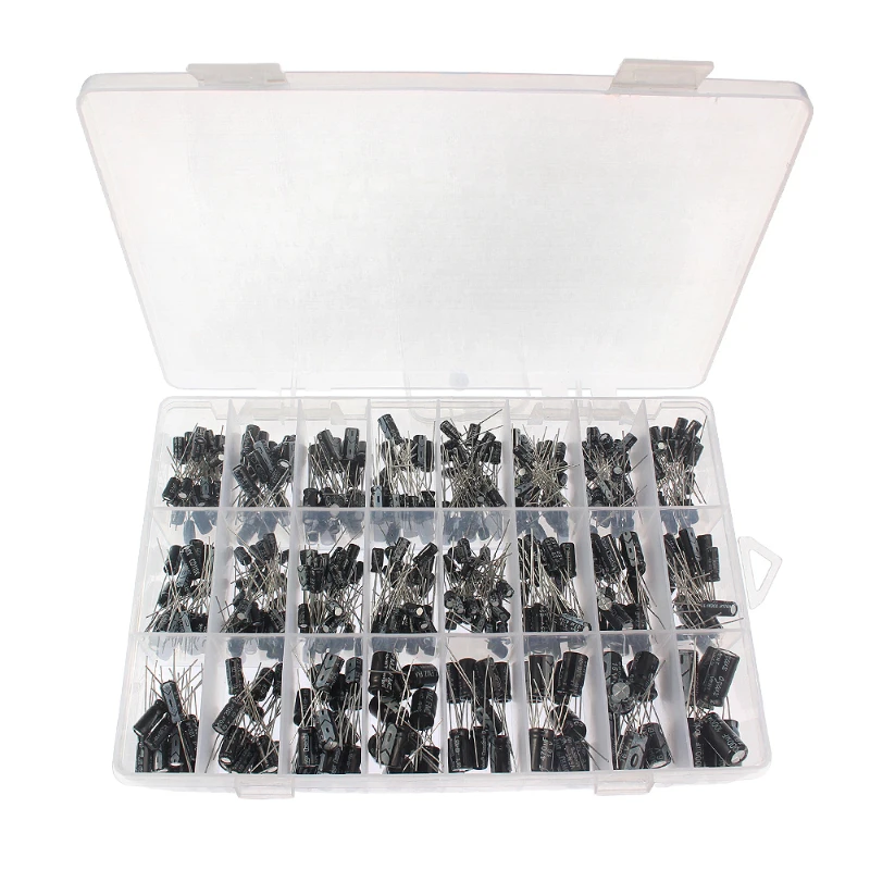 500Pcs/box Aluminum Electrolytic Capacitor Kit 0.1uF-1000uF 24 kinds Capacitive element 10V-50V For Electronic Products