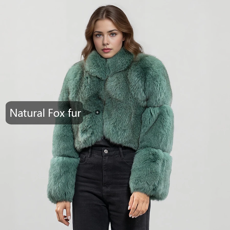 معطف الفرو المرأة معطف فرو الثعلب الحقيقي المرأة الفاخرة الشتاء معطف قصير للنساء أفضل بيع سترات فرو الثعلب