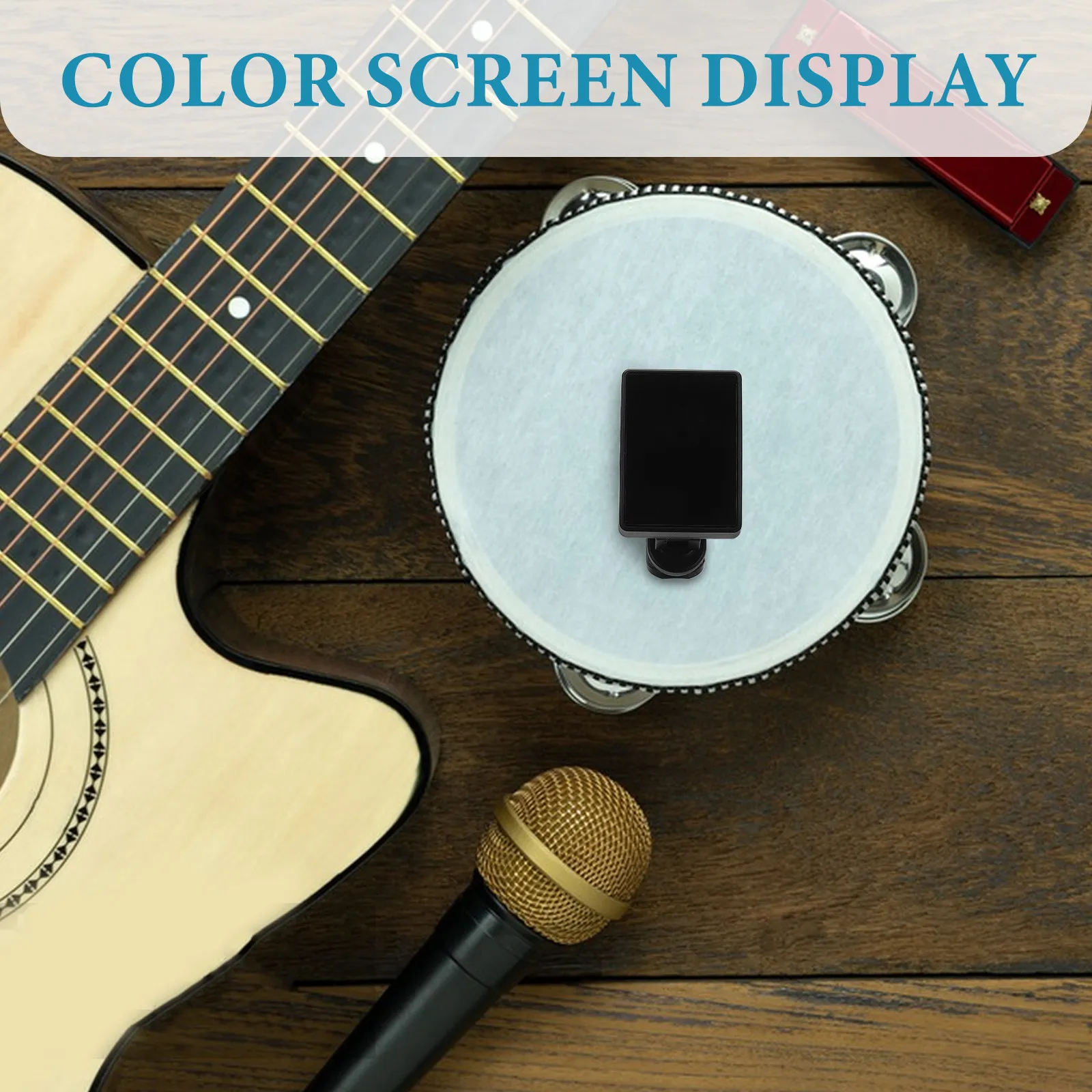 Rechargeable Color Screen Clip on Tuner for Guitar Violin Ukulele Bass Electric Acoustic Instruments One Button Tuning Equal