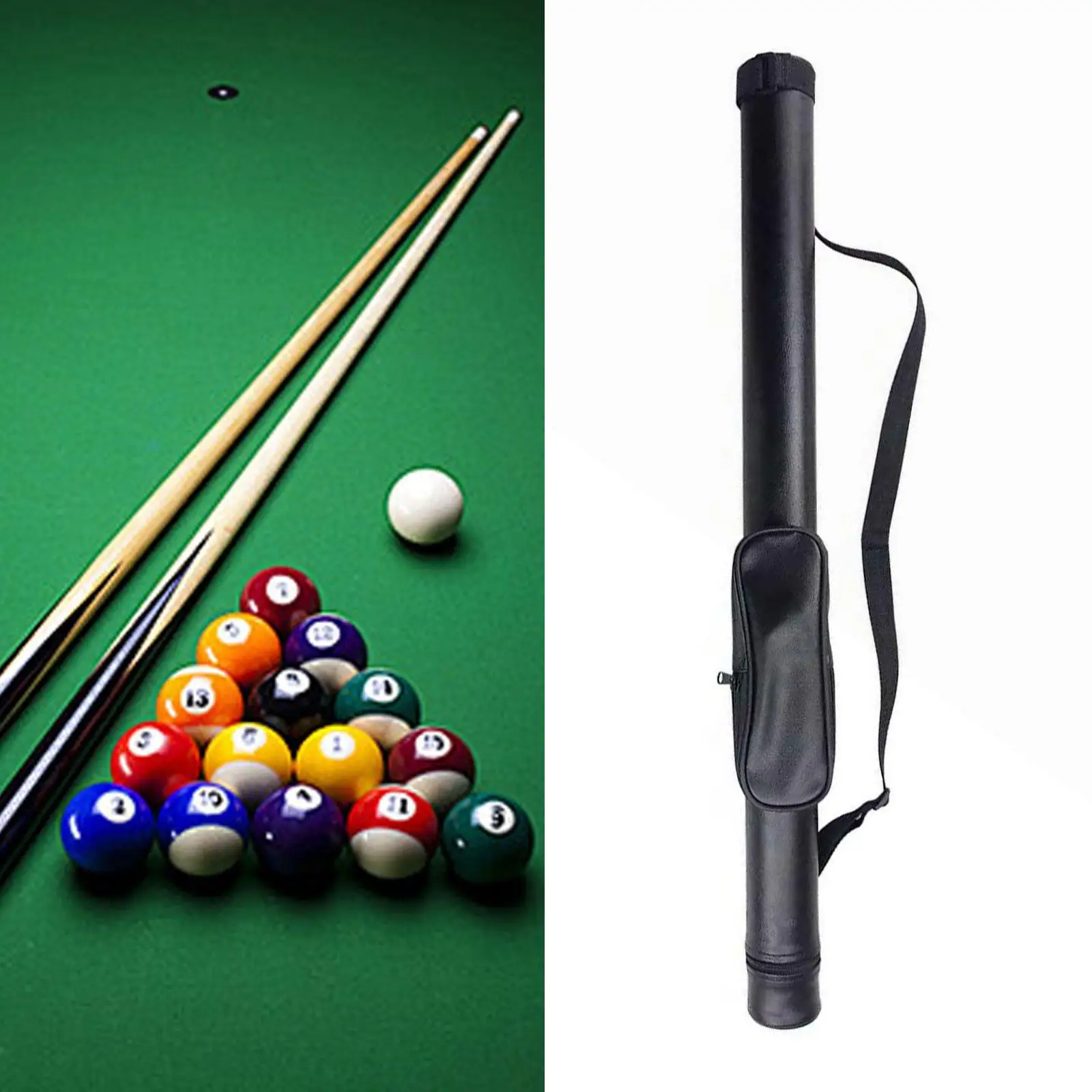 

Pool Cue Case Storage Box Adjustable Strap 1/2 Billiard Sticks Carrying Case