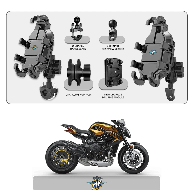 

Phone Mount Stand Motorcycle Holder 360° Rotatable ABS Adjustable For MV Agusta 675 800 Brutale Turismo Veloce RC 312RR