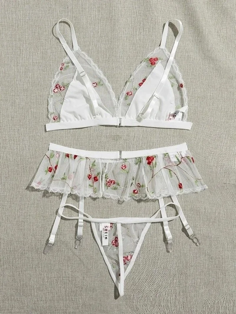 مثير الدانتيل الأزهار التطريز الملابس الداخلية الإباحية انظر من خلال الصدرية ثونغ الرباط مجموعة الملابس المثيرة الجنس زي الحسية ملابس داخلية حريمي