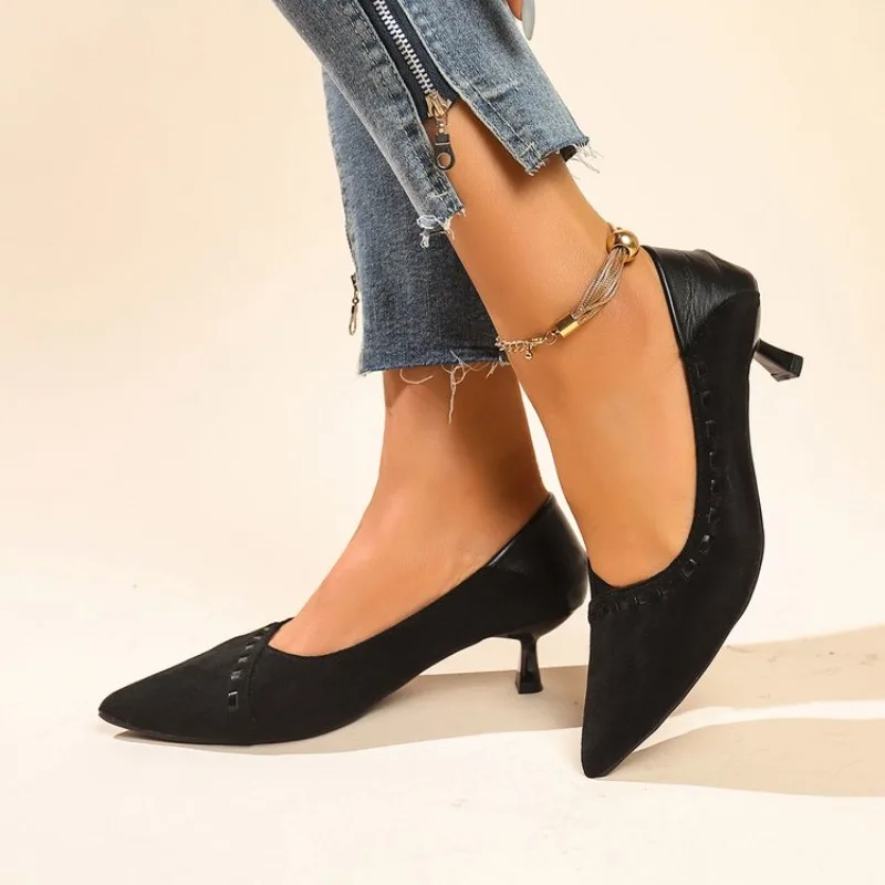 

Women'S Elegant Brown Pointed Toe Pumps with Tassel Detail - Stylish Mid-Heel Work Shoes Shoes