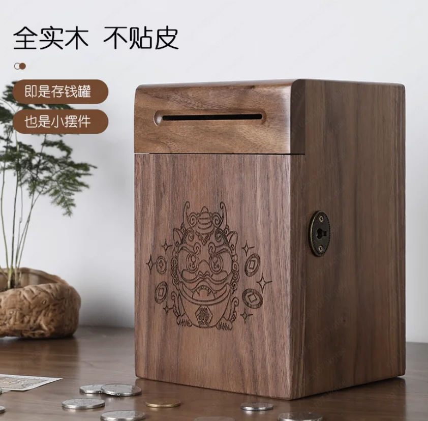 Wooden Original Piggy Bank Safe Euro Coin Cute Big Size Large Storage Lucky Saving Money Boxes Organizer Hucha Home Decoration