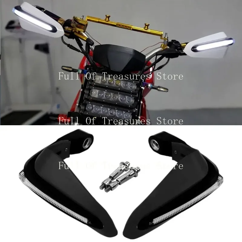 

A Pair Motorcycle Hand Guards LED Light Protector lebar Protection Shield Windproof Anti-slip Guard Gear