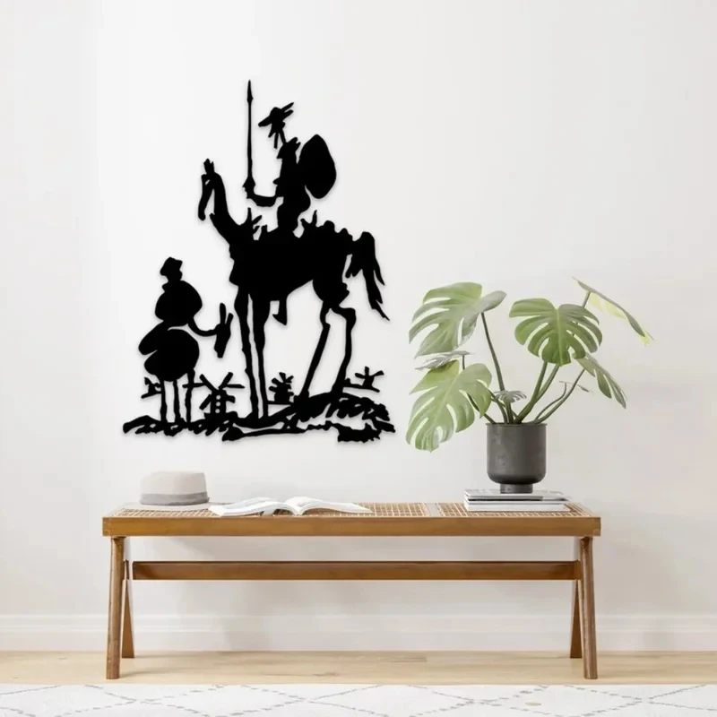 Picasso Style Don Quixote Metal Wall Art Sculpture, Bookish Librarian Gift Decor for Literary Lovers 1PC