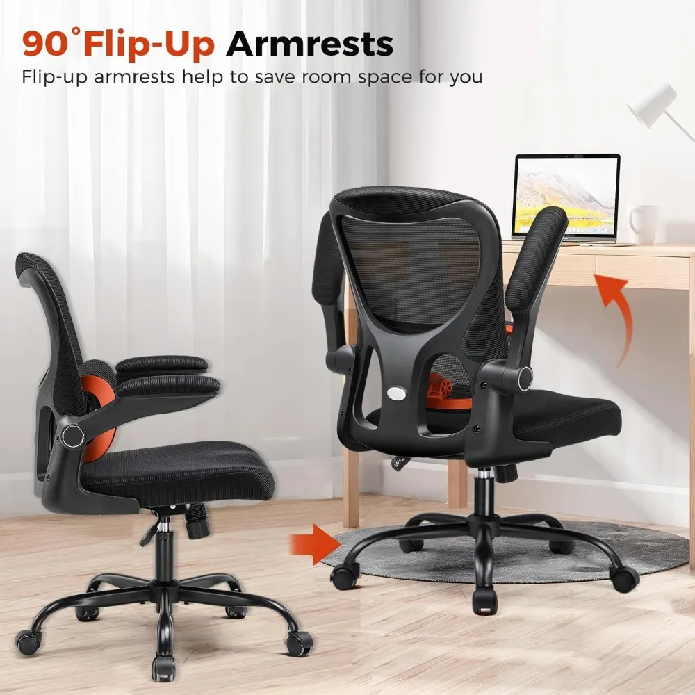 Ergonomic High-Back Mesh Office Chair with 3D Lumbar Support and Adjustable Flip-Up Arms