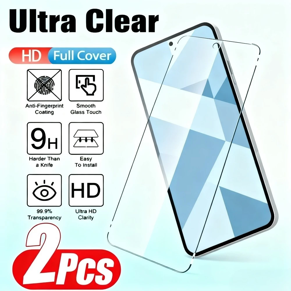 

2Pcs Ultra HD Tempered Glass for Samsung Galaxy S25 S24 Ultra S23 S22 S21 Plus 25 Edge S23 S24 FE Anti-Scratch Screen Protector