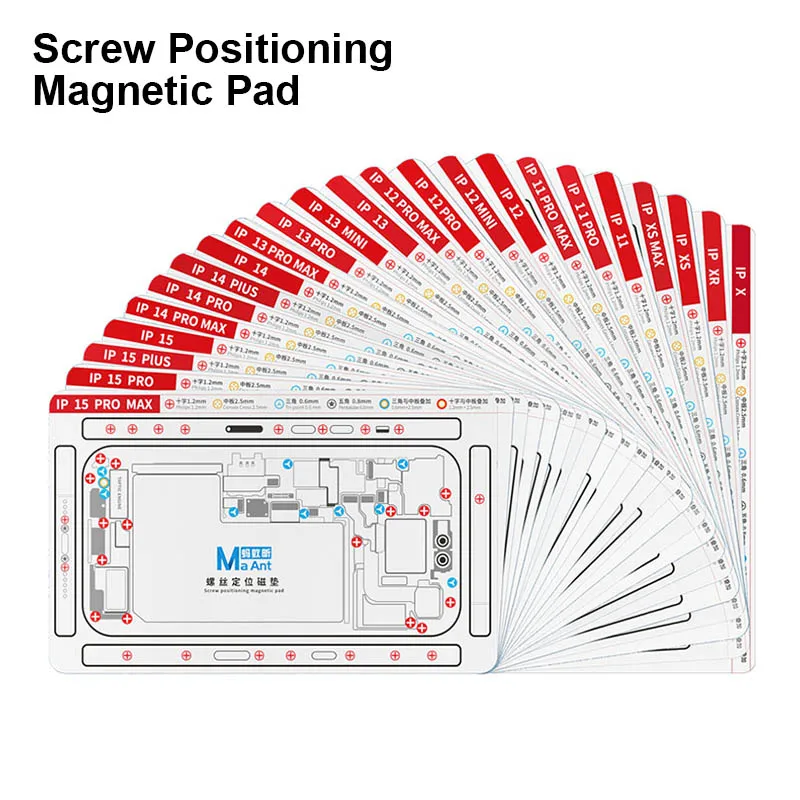 MaAnt Flexible Soft Magnetic Screws Positioning Pad for Mobile Phone Repair IP X-15PRoMax Double Side Screws Setting Mat