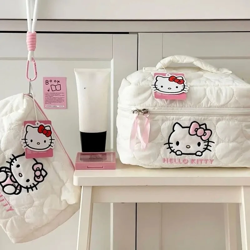 

Sanrio Kitty Large Makeup Bag Travel Toiletry Organizer Cute Cartoon Cosmetic Case with Double Zipper for Girls Women Beach Bag