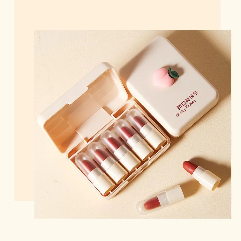 Ensemble de maquillage naturel, Mini rouge à lèvres, longue durée, imperméable, mat, tasse antiadhésive, brume douce, velours, brillant pour femmes, 5 pièces