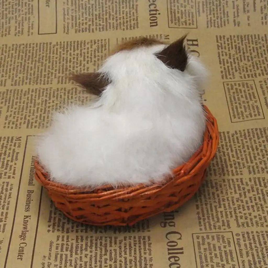 Realistic Kitten Home Decor Plush Cat Doll White Small Frame Cat for Living Room Table Decoration
