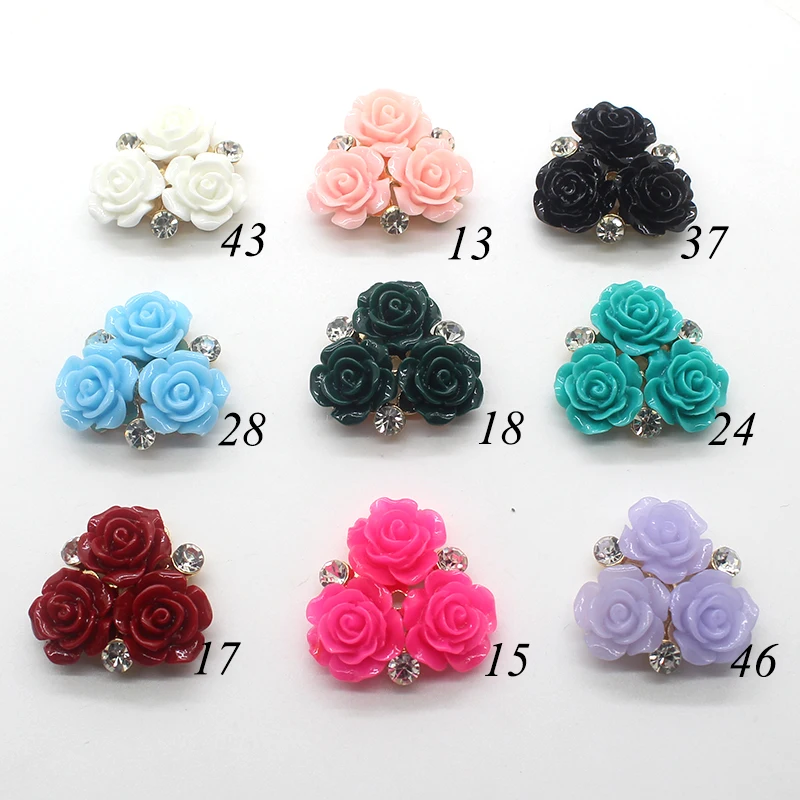 10pcs/lot 26MM Rose Rhinestone Metal Flatback Sewing Button for Clothing Diy Manualidades Hair Accessories Decorative