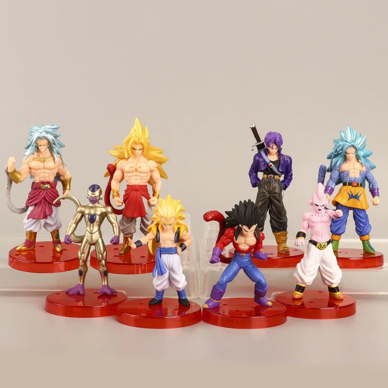 

8Pcs/Lot BANDAI Anime Dragon Ball Z Son Goku Vegeta Majin Broli Gold Frieza Action Figure PVC Model Dolls Collections Toys Gifts