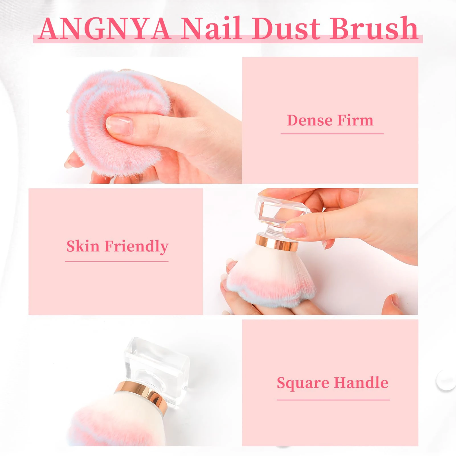 Nail Arts Manicure Dust Cleaner Brush Pink Rose Makeup Brush Tools for Nail Trimming Cleaning