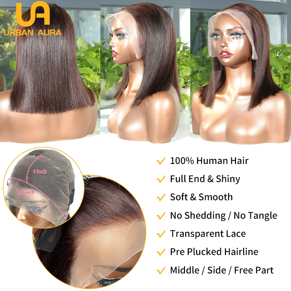 13x4 5x5 Bob Straight Lace Frontal Wigs Human Hair Transparent Lace Front Human Hair Wigs Black Women Vietnamese Virgin Hair #2