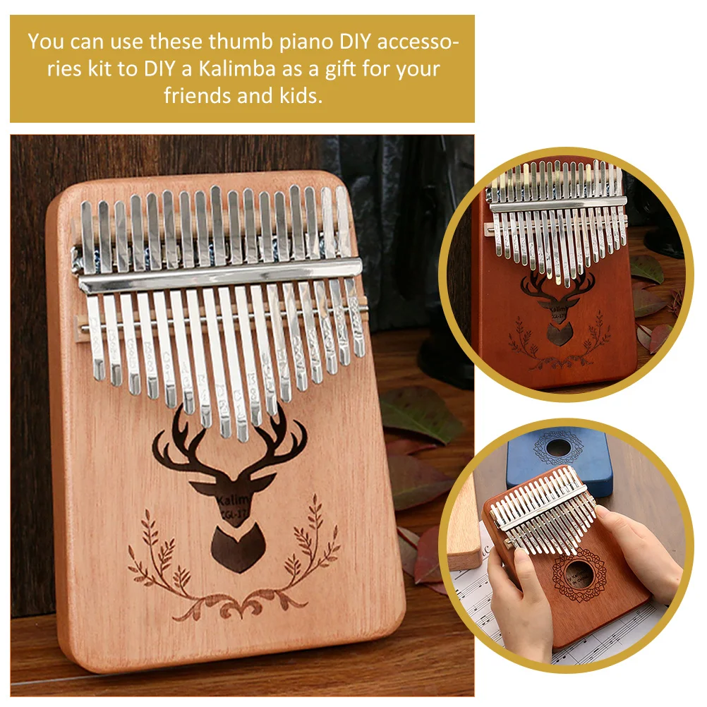 Thumb Piano Repairing Parts Kalimba Shrapnel 17 Keys for DIY Finger Kit Making Supplies