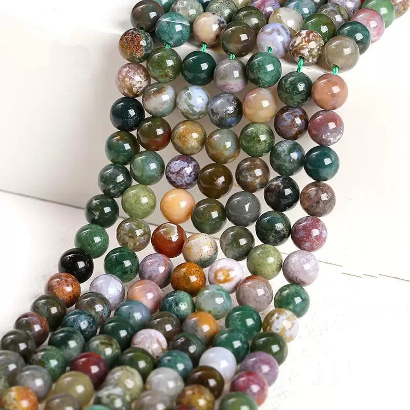 6/8/10mm Indischer Achat Natürlicher Facettierter Stein Runde Lose Spacer Perlen Für Schmuck Machen DIY Charm Armband Halskette Zubehör