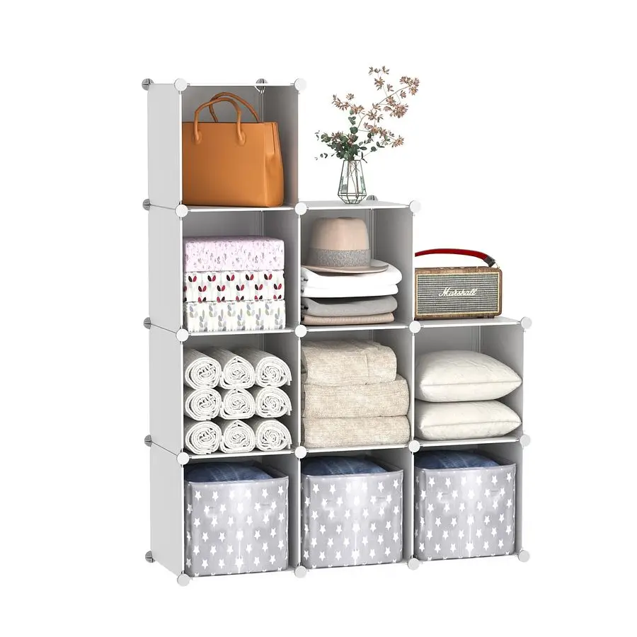 

Cube Storage, 9Cube Bookshelf, Plastic Closet Cabinet Organizer, DIY Stackable Bookcase, Modular Shelving Units Ideal for Home,