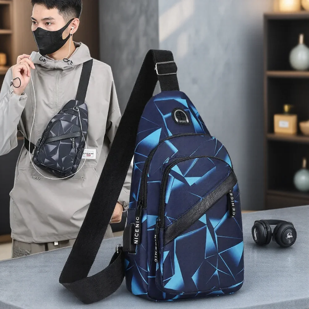 Oxford Cloth Casual Crossbody Bag Lightweight Outdoor Travel Chest Bag for Men and Women Sports Shoulder Backpack