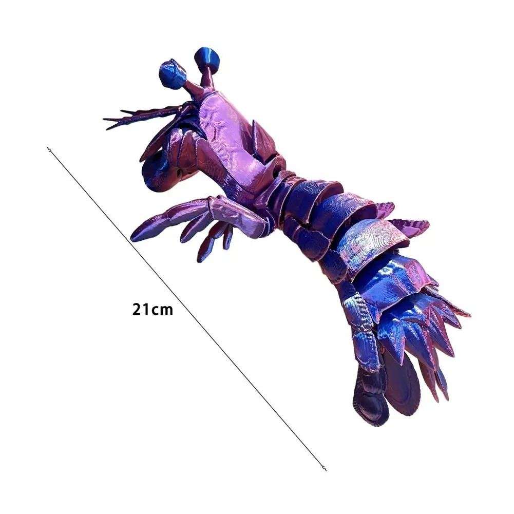 Mantis Shrimp Fidget Toy Anxiety Relief Shrimp with Movable Joints And Retractable Claws 3D Printed Articulated Shrimp Figurine