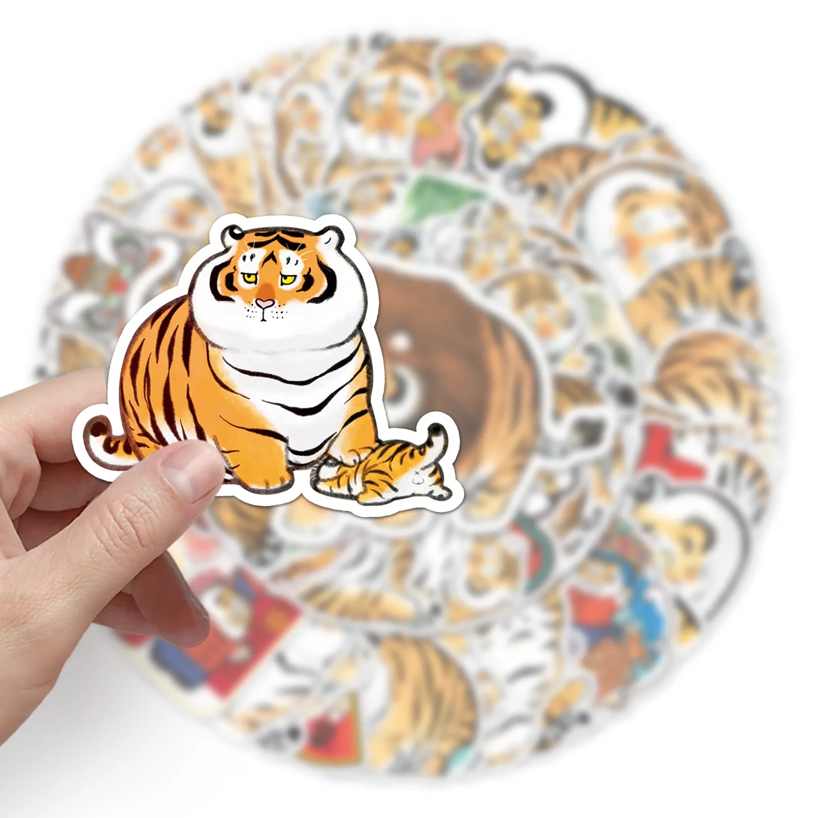 10/30/50pcs Fat Tiger Cartoon Creative Stickers Cute Kawaii Animal Stickers Kids Toys Diy Laptop  Car Motorcycle Decal Stickers