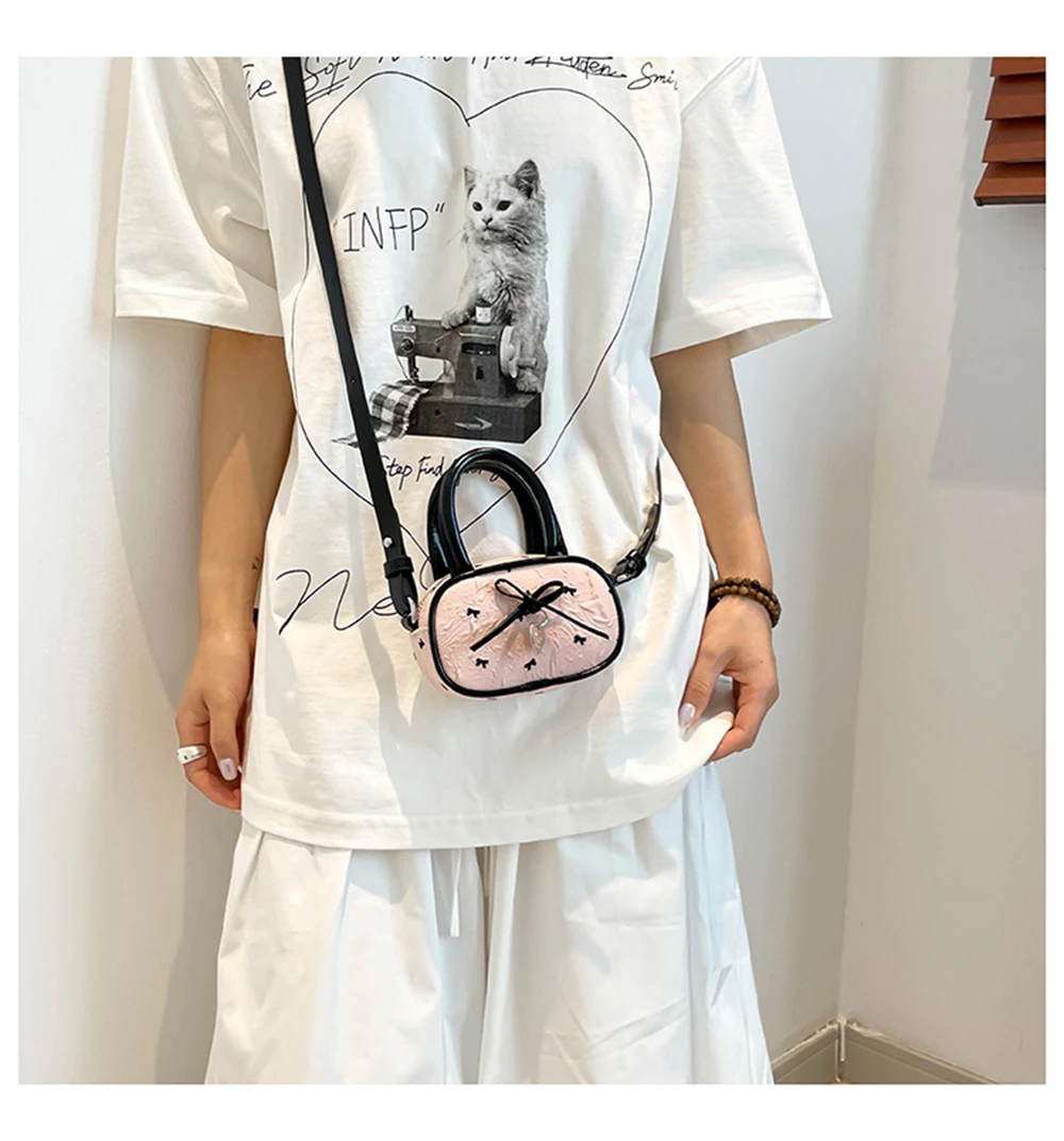 صيف جديد الكورية نمط حقيبة كتف صغيرة المرأة الانحناء عقدة حقيبة يد البولكا نقطة طباعة Crossbody موضة حقائب مربعة صغيرة