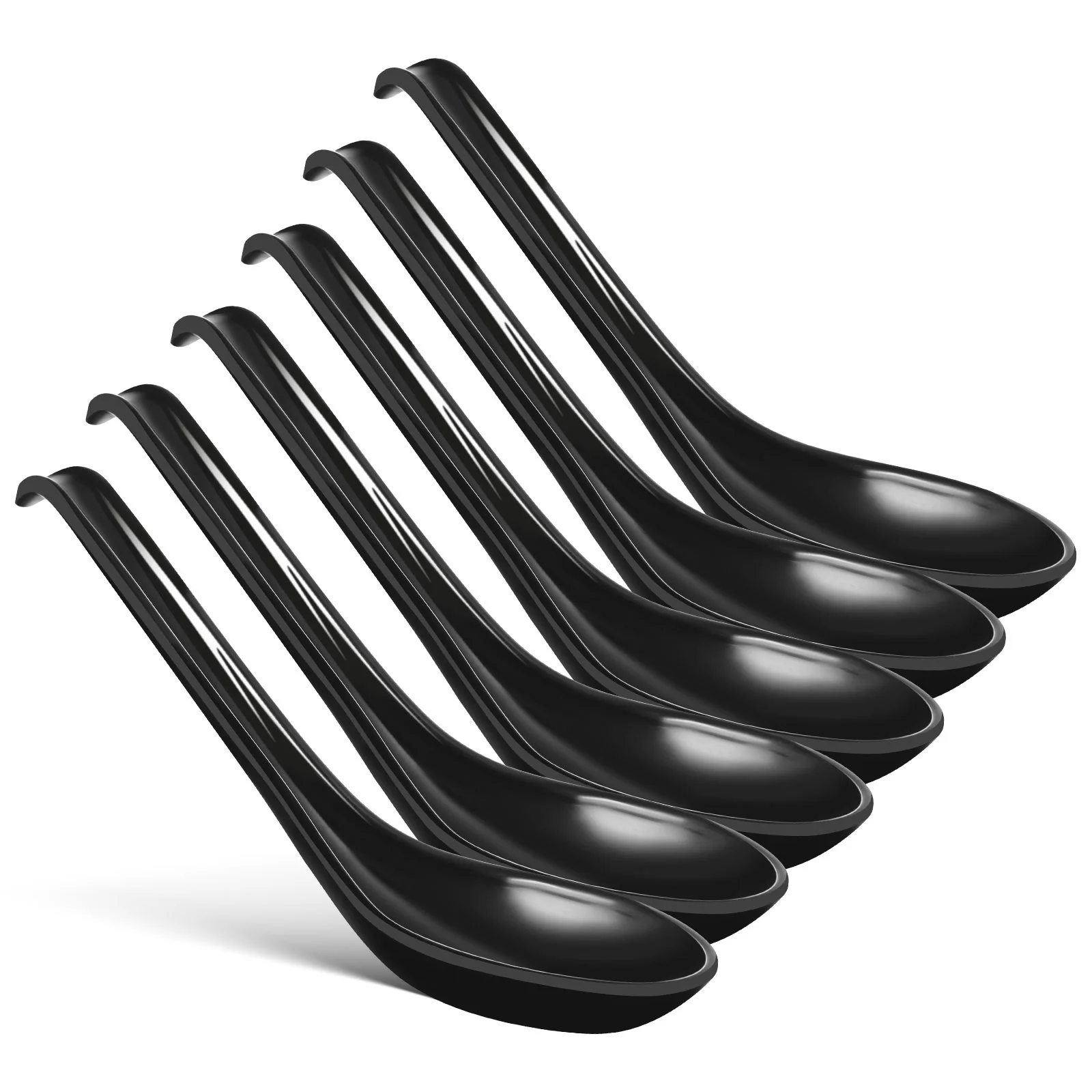 

6pcs Japanese Style Melamine Spoons Creative Plastic Soup Spoon Tableware for Home Restaurant (Frosted Surface, Hook Style)