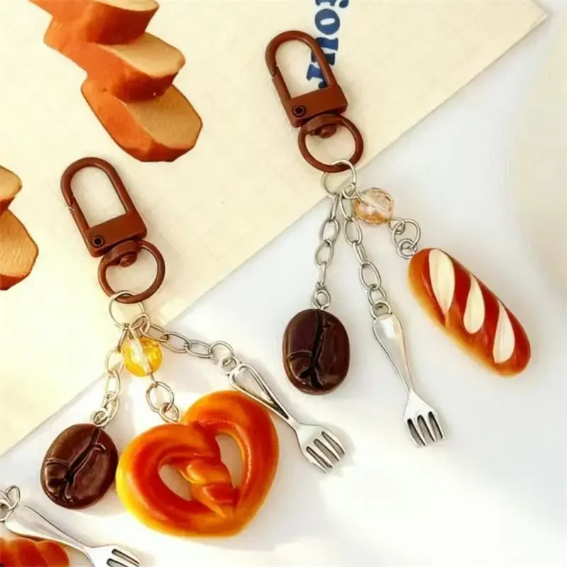 2 قطعة الإبداعية ويتي لاي الخبز الرغيف الفرنسي الكرواسون حقيبة سحر ظهره الحلي كيرينغ قلادة اكسسوارات هدية #5