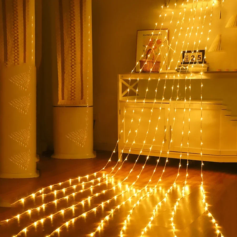 6x3M 3x6M Christmas LED Waterfall Meteor Shower Rain String Light Water flow Curtain Fairy Light For Window Wall Backdrop Decor