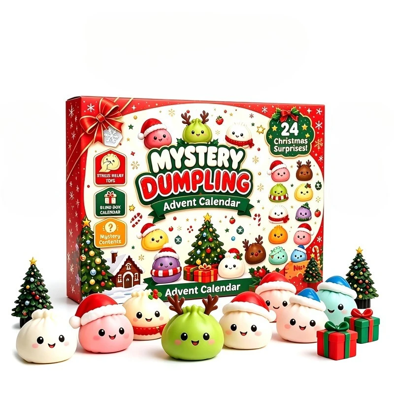 Soft Christmas Dumpling Advent Calendar Fidget Anxiety Relief Mystery Dumplings Toy Slow Resilience Decompression