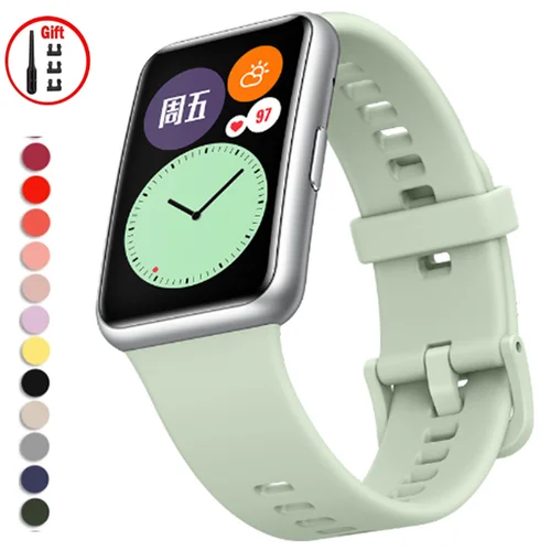 Imagen 2 del producto Correa de silicona para Huawei Watch Fit, accesorios para reloj inteligente, pulsera de repuesto, correa para huawei watch fit 1, correa para reloj