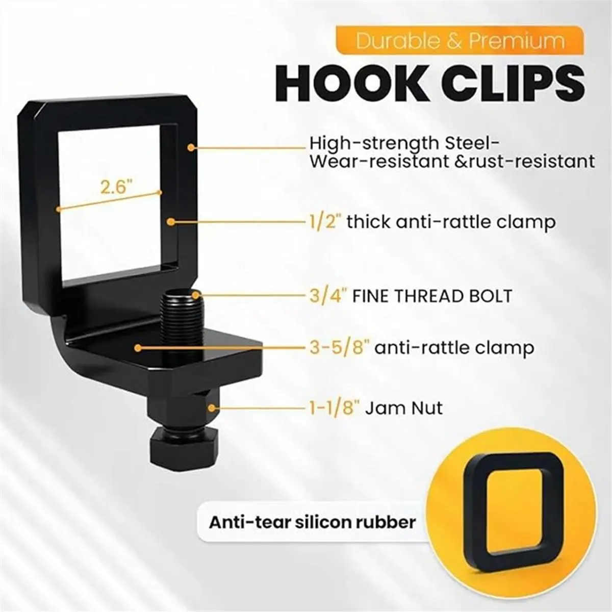 

【AT48】 NEW 2.5 Inch Hitch Clamp with 3 Silence Pads, Heavy Duty Anti Rattle Device for 2.5" Trailer Hitch Hitch Stabilizer