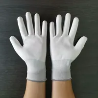 Anti Static Safe Gloves Electronic Working Gloves Polyester White PU Coated Gloves for Gardening, Fishing- XS, S, M, L guantes