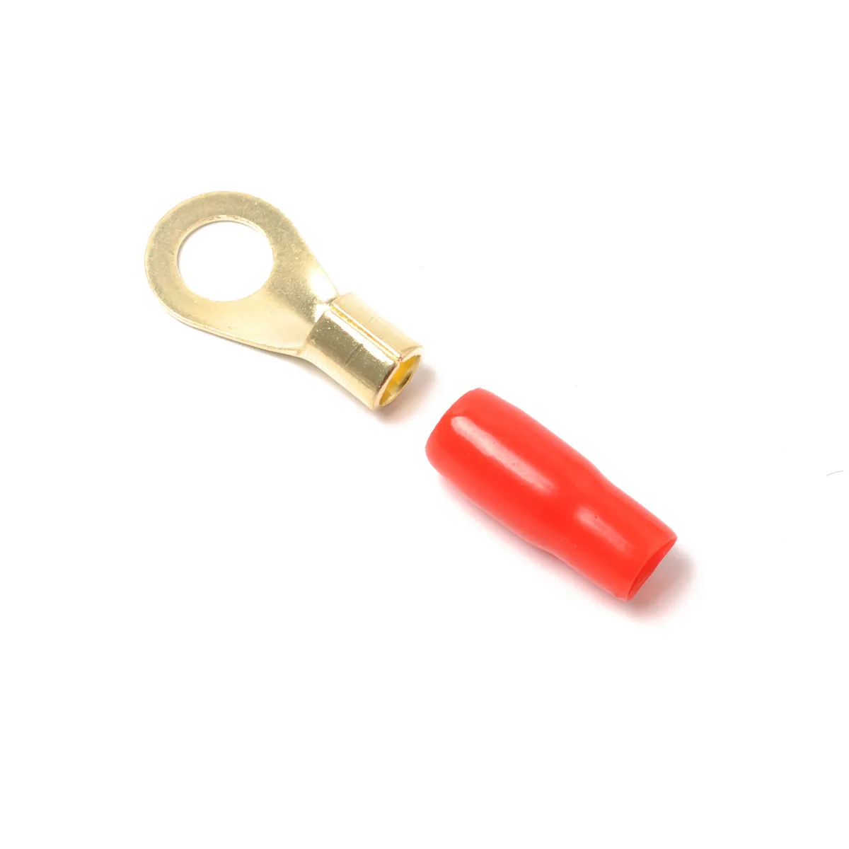 5Pairs Crimp Connectors Copper Tin Plated 8 Gauge Fork Terminals Red Connectors Barrier Spades Speaker Wire Cable