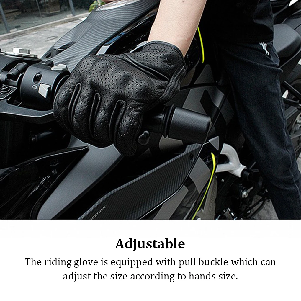 1 Pair Leather Touchscreen Glove Universal Adjustable Gloves Multi-purpose Motorcycle Cycling Sports Protection for Hiking