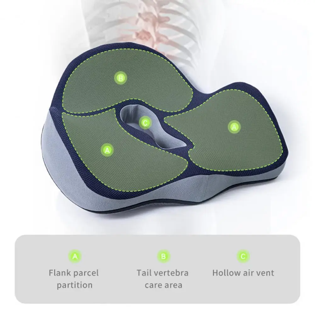 Long Sitting Relief Cushion Memory Foam Hemorrhoid Seat Cushion for Tailbone Pressure Relief Back Pain Support for Comfortable