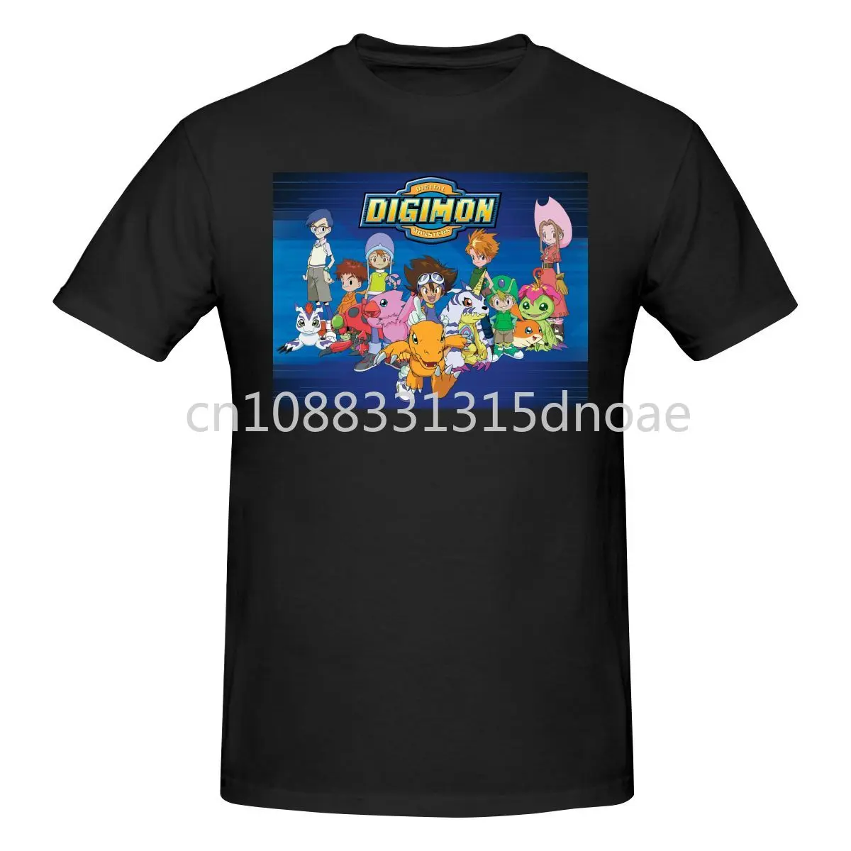 Digimon Adventure T-shirt Men Print Round Neck T-shirt Summer Fashion Short Sleeve Cotton T Shirt