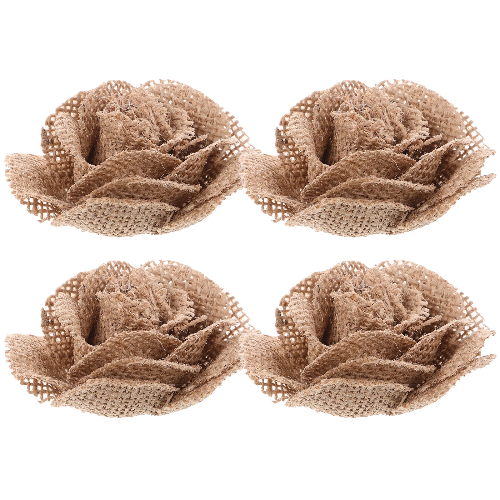 

4pcs Linen Cloth Artificial Flowers Elegant Wedding Decor Reusable DIY Rose Home Party Ornament Simulated Flower
